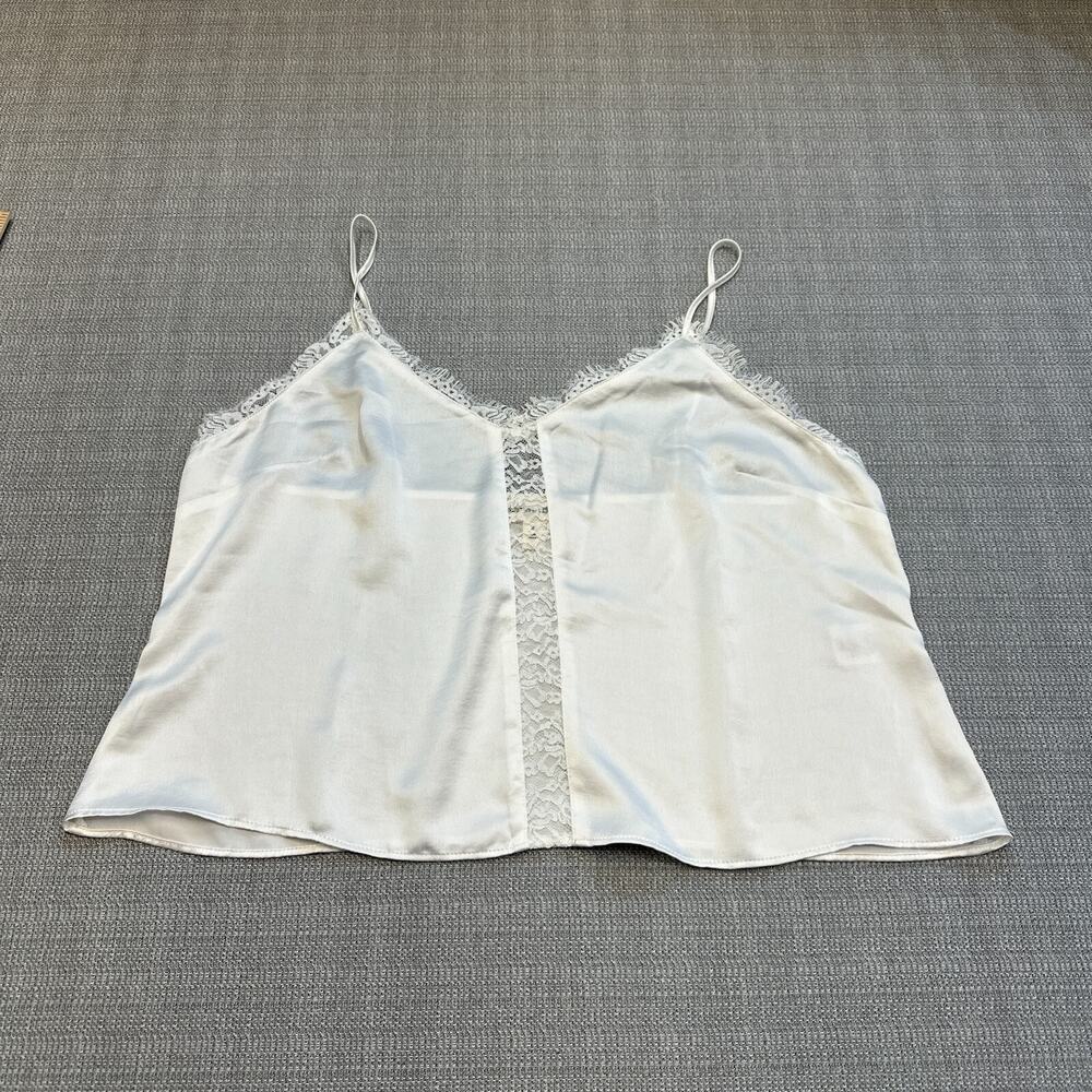 Satin Cami Top Womens XL White Lace Coquette Romantic Whimsy Layering Lingerie